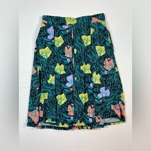 LuLaRoe Skirt Size Small, Floral A-Line flared Skirt in Teal with Pastel Blooms